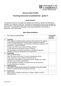 Generic Role Profile: Teachign Associate (unestablished, grade 7)