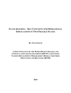 STATE BUILDING – KEY CONCEPTS AND THEIR OPERATIONAL