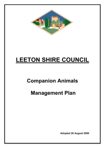 Management Plan for Companion Animals