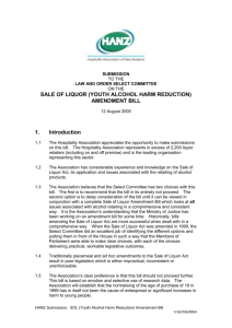 SALE OF LIQUOR YOUTH ALCOHOL HARM REDUCTION