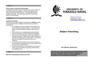 Subject searching - UKZN Library - University of KwaZulu