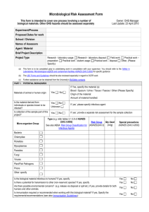 Microbiological Risk Assessment Form This form is intended to