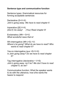 Intonation: sentence-type, communicative function,