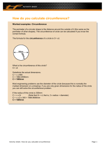 Complete this circumference activity sheet