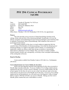 Psy 254: Clinical Psychology