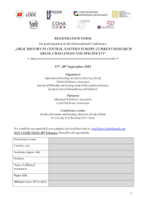 Registration form – Oral History Conference 2015