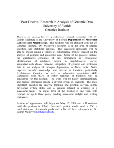 Post-Doctoral Research in Analysis of Genomic Data