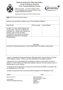 NSRA YPS Course Booking Form