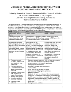 MBRS-RISE PROGRAM RESEARCH FELLOWSHIP POSITIONS for