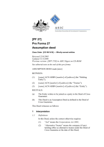 Pro Forma 27 PF 27 - Australian Securities and Investments