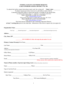To submit this facility request form please email, fax or drop off – No