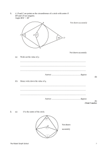 1. A, B and C are points on the circumference of a circle with centre