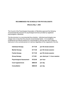 Fee Schedule - The Psychological Association of Manitoba