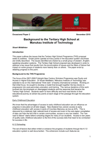 Occasional Paper 2 November 2010 Background to the Tertiary