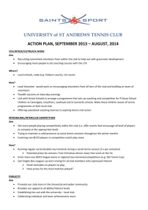 UNIVERSITY of ST ANDREWS TENNIS CLUB ACTION PLAN
