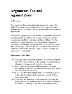 Arguments For and Against Zoos By Doris Lin Zoos argue that they