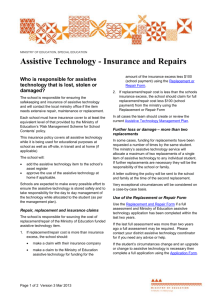 Assistive technology Fact Sheet - Insurance and Repairs