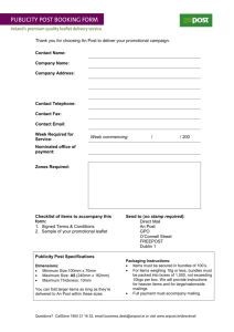 PUBLICITY POST BOOKING FORM