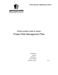 Risk Management Plan v3.0 - Pennsylvania Department of Health