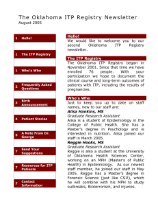 The Oklahoma ITP Registry Newsletter, August 2005