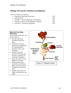 Biology 13A Lab #13: Nutrition and Digestion