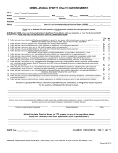 MSHSL ANNUAL SPORTS HEALTH QUESTIONNAIRE FORM