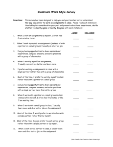 Classroom Work Style Survey