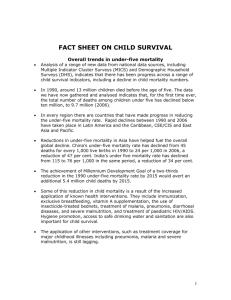 FACT SHEET ON CHILD SURVIVAL