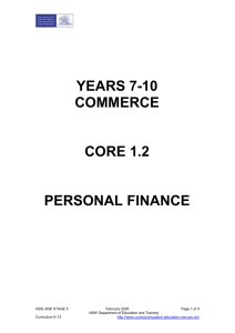 Personal finance - Curriculum Support