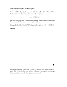 Mathematical Description of Affine Ciphers