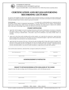 certification and rules governing recording lectures