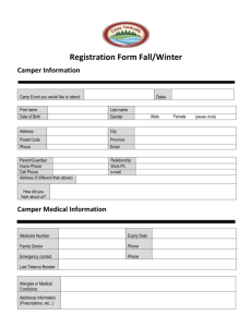 Registration Form Fall/Winter Camper Information Camp Event you