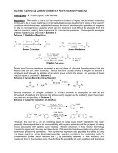 Continuous catalytic oxidation in pharmaceutical processing