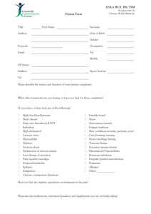 New Patient Acupuncture Form - Stanmore Chiropractic Clinic