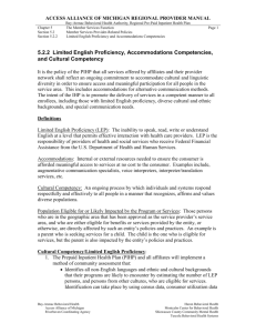 Limited English Proficiency and Accommodations Competencies