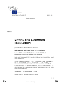 Common Resolution on ACTA