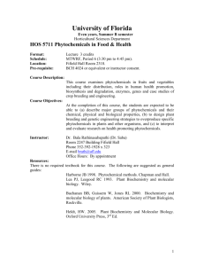HOS 5711 Phytochemicals in Food & Health
