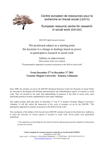 ERCSW Eighth research seminar The positioned subject as a