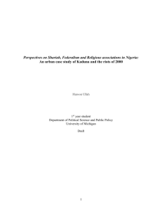 Nigeria IS Outline: Urban Case study of Kaduna, Nigeria