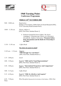 1968 Turning Point: Conference Programme FRIDAY 10TH