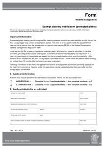 Form Clearing exemption (protected plants)