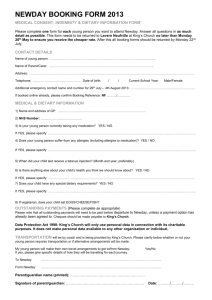 newday booking form 2013