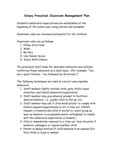 Kinsey Preschool Classroom Management Plan