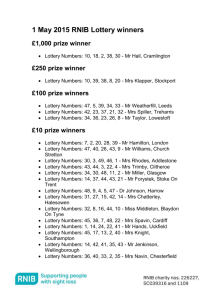1 May 2015 RNIB Lottery winners