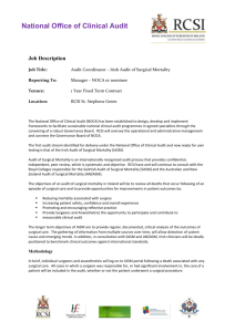 Job Description Job Title: Audit Coordinator – Irish Audit of Surgical