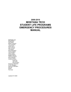 Student Life Programs Emergency Procedures Manual