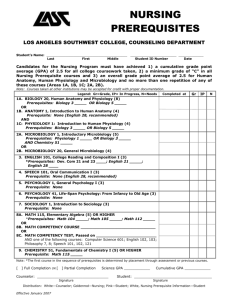 nursing prerequisites - Los Angeles Southwest College