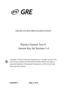 GRE Practice General Test #1 Answer Key