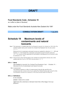 Schedule 19 Maximum levels of contaminants and natural toxicants
