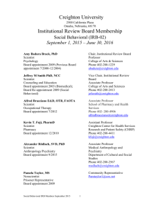 Social and Behavioral Sciences Institutional Review Board Members